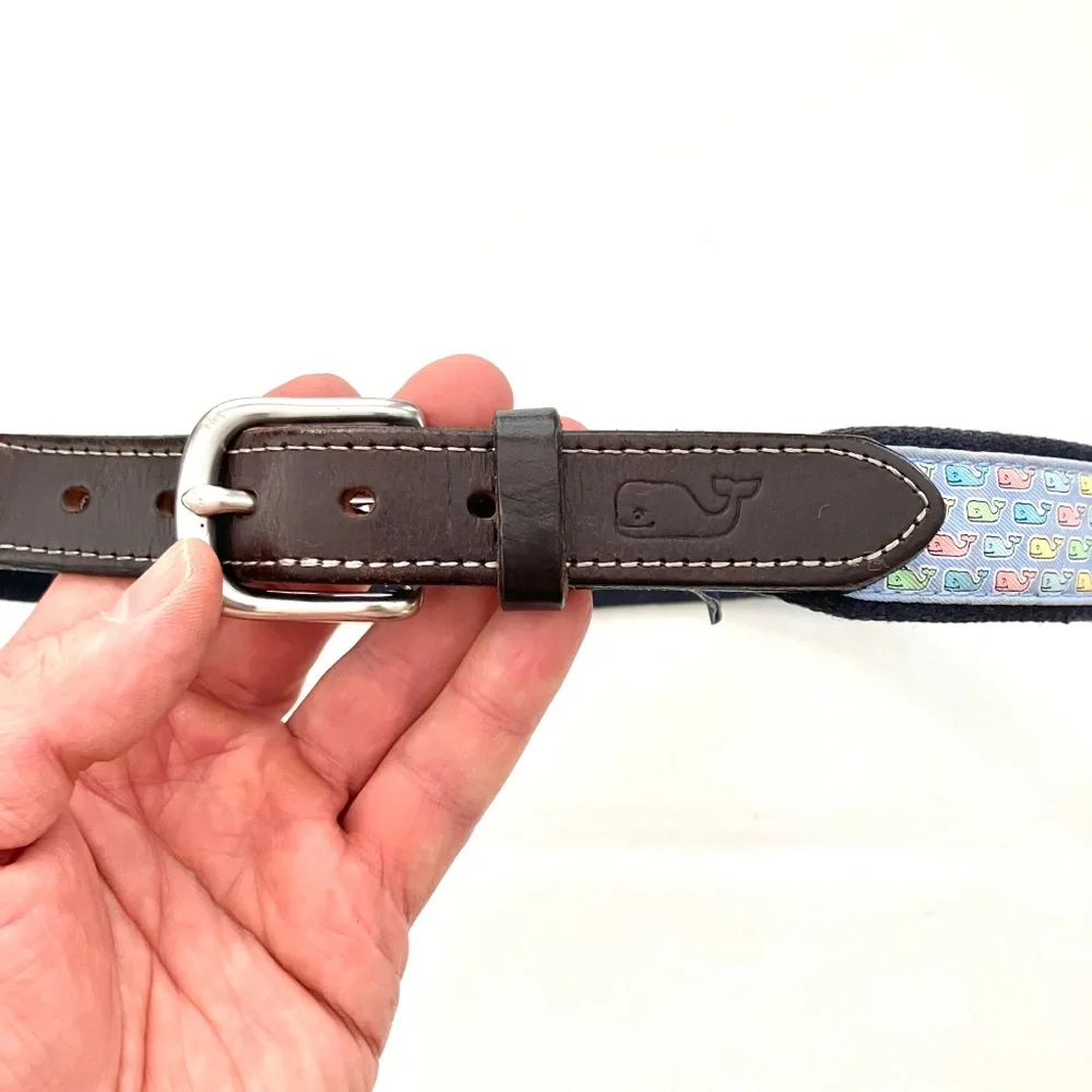 Vineyard Vines Bungee Belt Pastel Whale SIZE 28 Boys' Classic Whale Canvas Belt